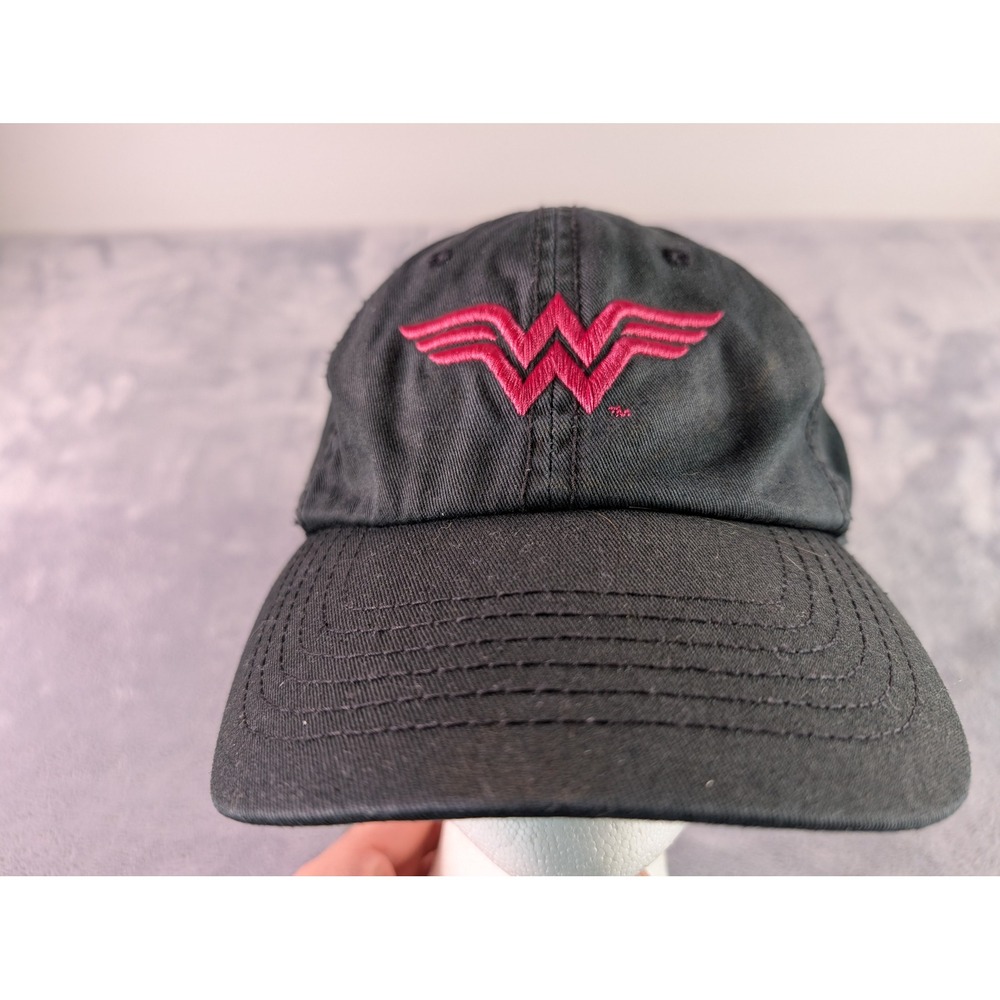 DC Comics Wonder Woman Baseball Cap Hat Black Pink Logo Adjustable Strap OSFM